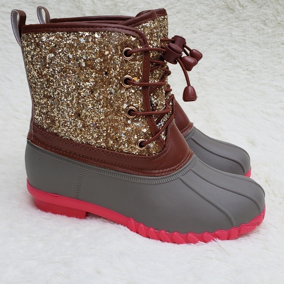 HP LAST ONE!! Glitter Duck Boots  Size 2 Youth - Picture 2 of 5